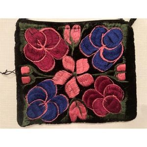 Little hand Embroidered velvet bag imported from Guatemala